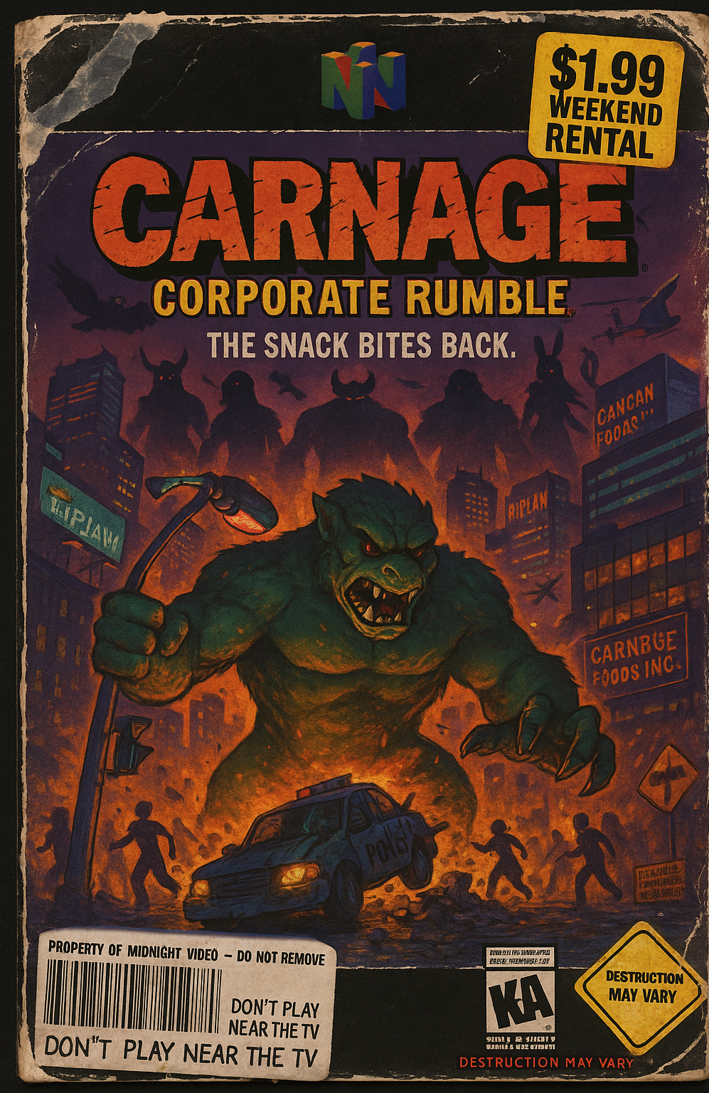 Cover art for CARNAGE: Corporate Rumble, a nostalgia scenario on AI Dungeon