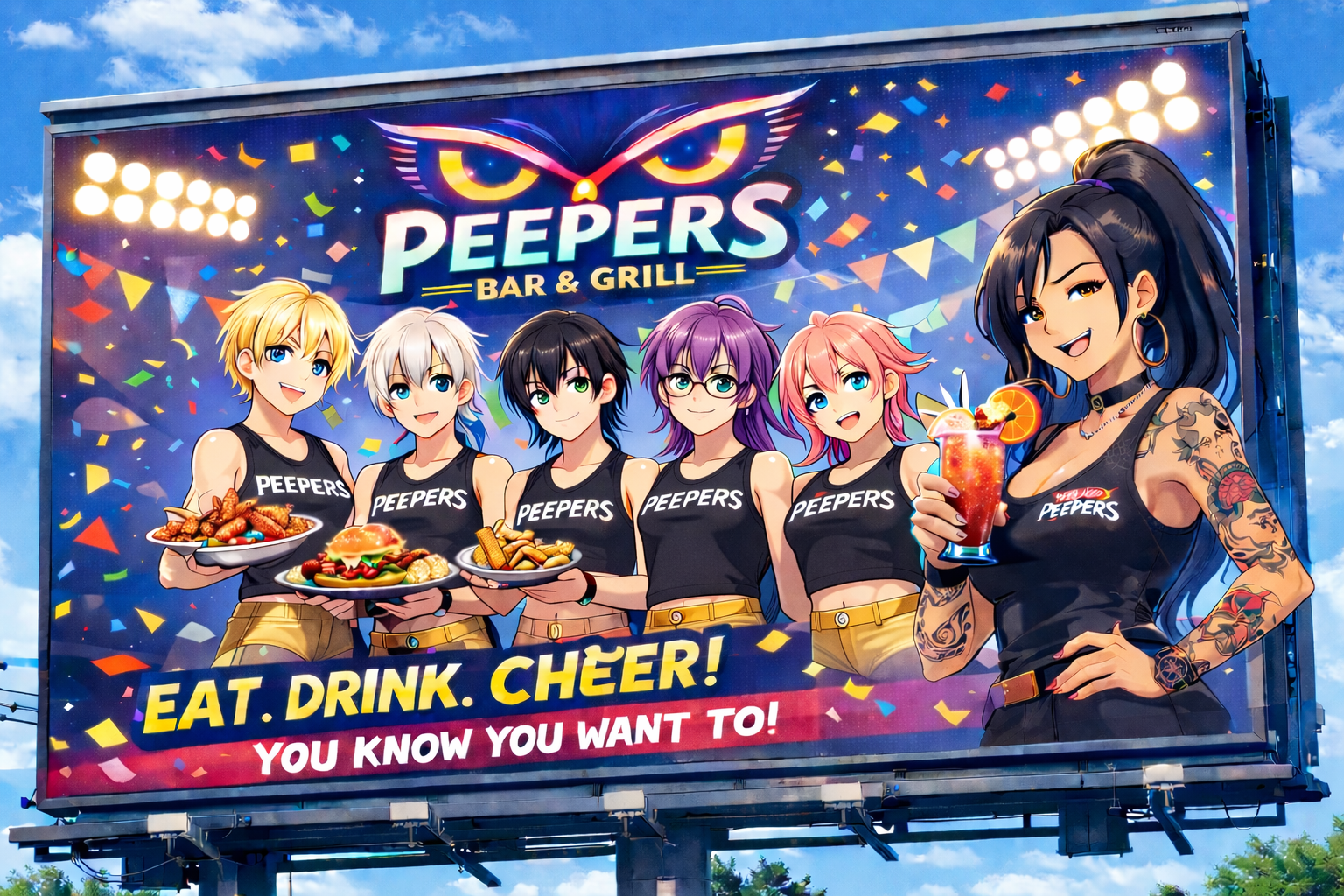 Cover art for PEEPERS Bar & Grill, a femboy scenario on AI Dungeon