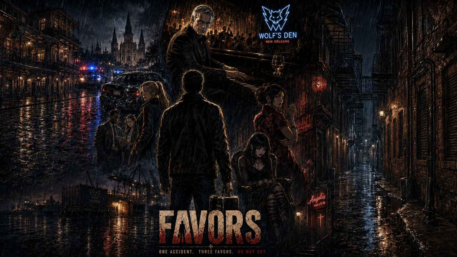 Cover art for Favors, a crime scenario on AI Dungeon