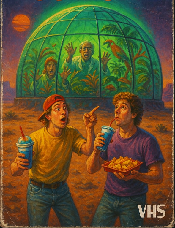 Cover art for Bro-Dome (1996), a parody scenario on AI Dungeon