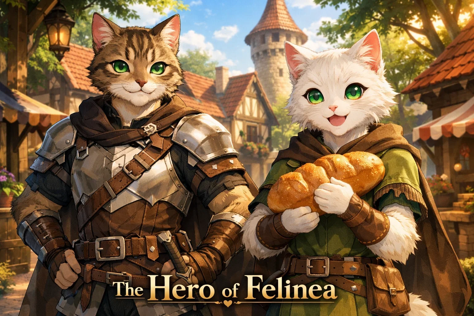 Cover art for The Hero of Felinea, a fantasy scenario on AI Dungeon