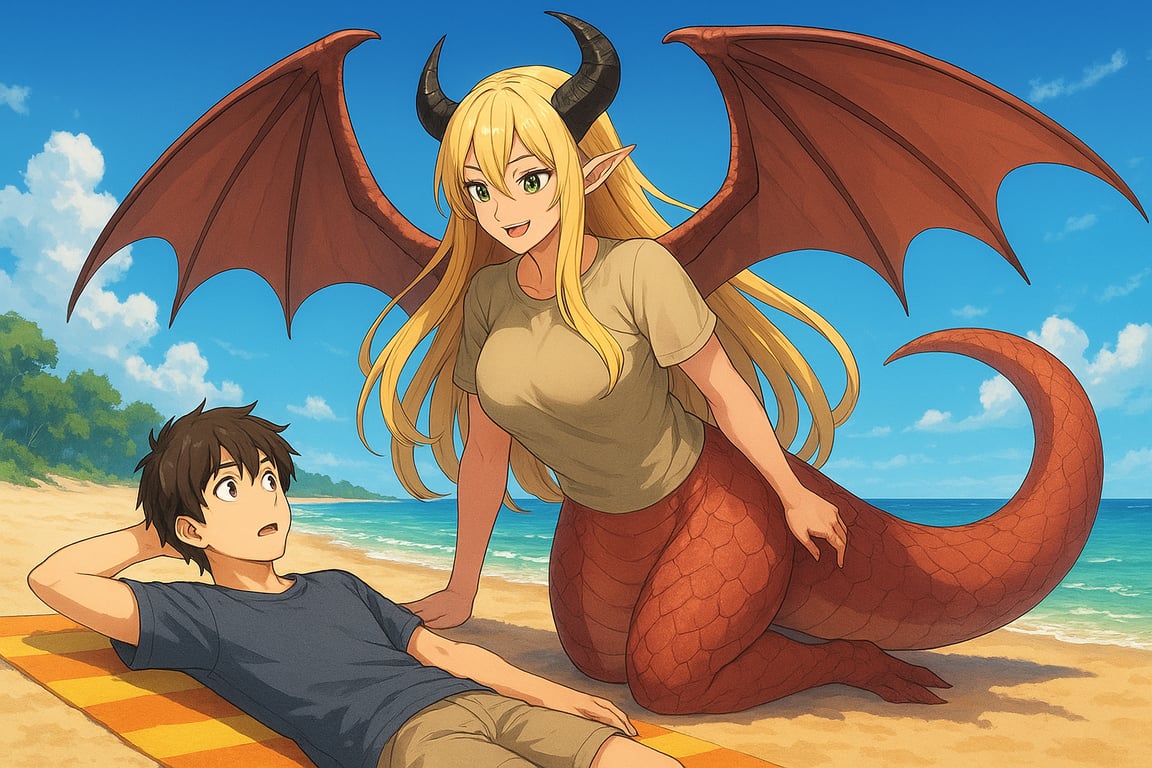 Cover art for My Giant Dragon Girlfriend, a fantasy scenario on AI Dungeon