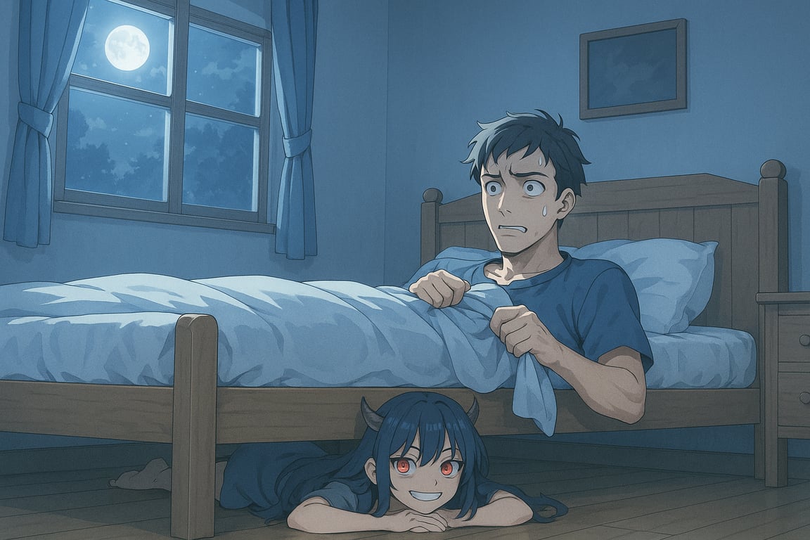 Cover art for Something's Under My Bed, a mystery scenario on AI Dungeon
