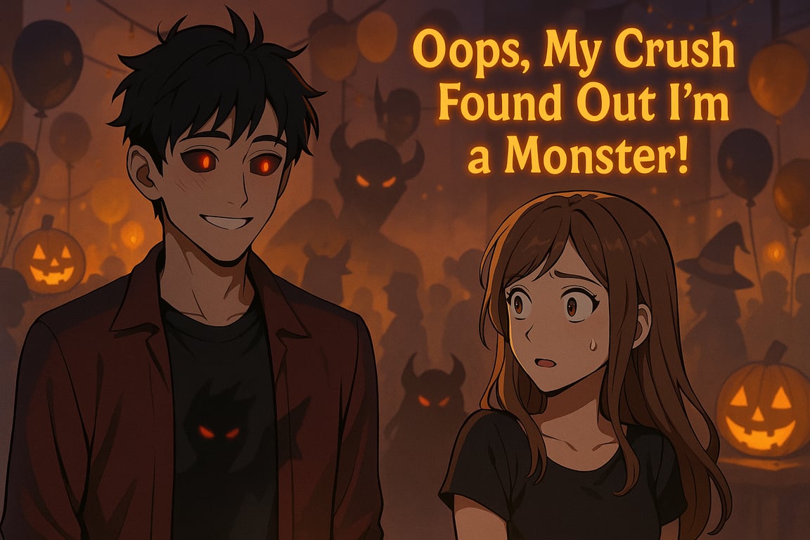 Cover art for Oops, My Crush Found Out I’m a Monster!, a comedy scenario on AI Dungeon