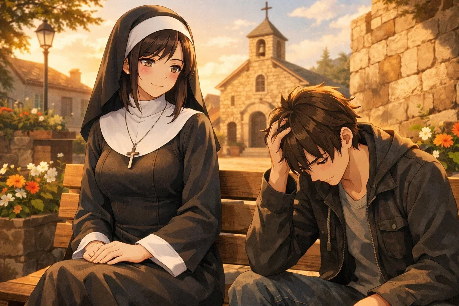 Cover art for Nun Claire Wants to Help, a modern day scenario on AI Dungeon
