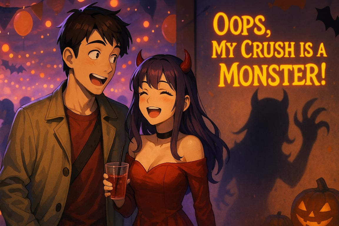 Cover art for Oops, My Crush is a Monster!, a comedy scenario on AI Dungeon
