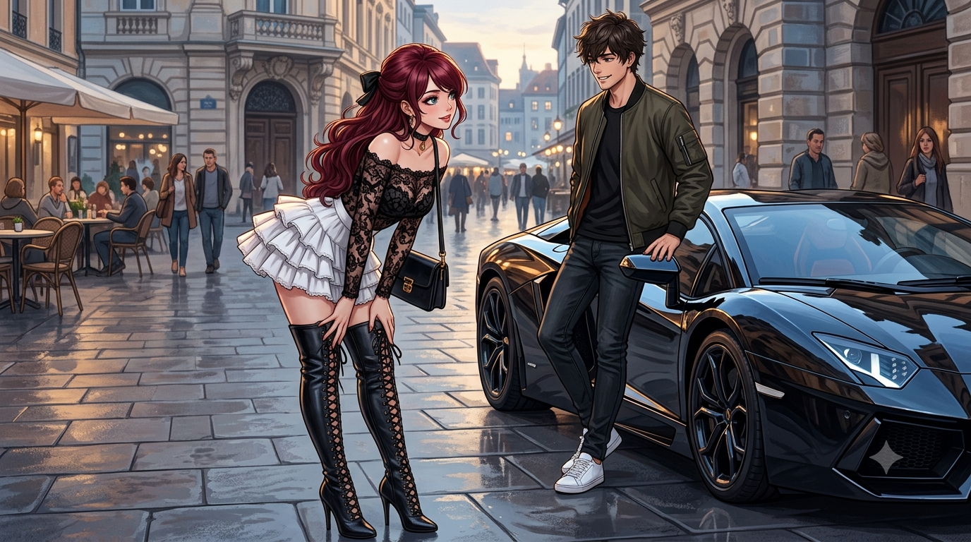 Cover art for Me or car?, a romance scenario on AI Dungeon
