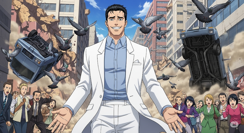 Cover art for Bruce the almighty, a comedy scenario on AI Dungeon