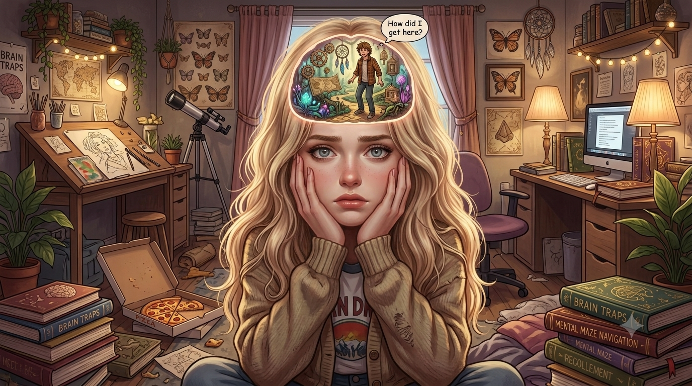 Cover art for Escape from her brain!, a comedy scenario on AI Dungeon