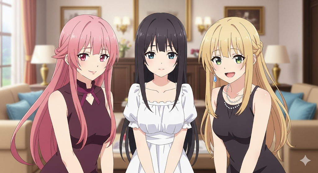 Cover art for Problem of three women, a romance scenario on AI Dungeon