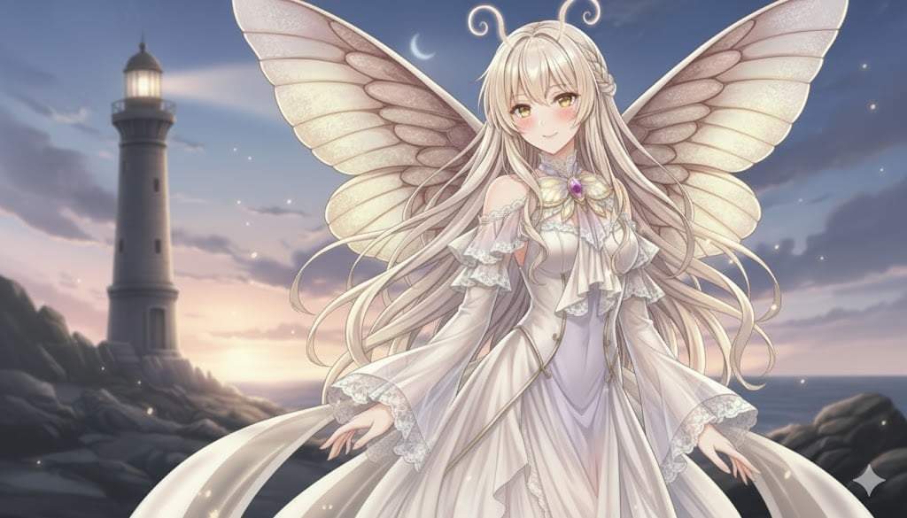 Cover art for Mothgirl and lighthouse keeper, a romance scenario on AI Dungeon