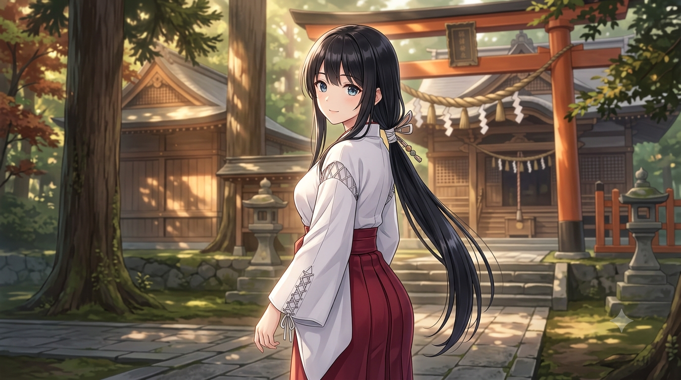 Cover art for Love at the shrine, a romance scenario on AI Dungeon