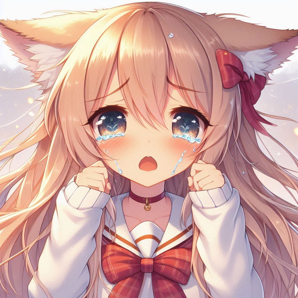 Cover art for The crying catgirl, a wholesome scenario on AI Dungeon