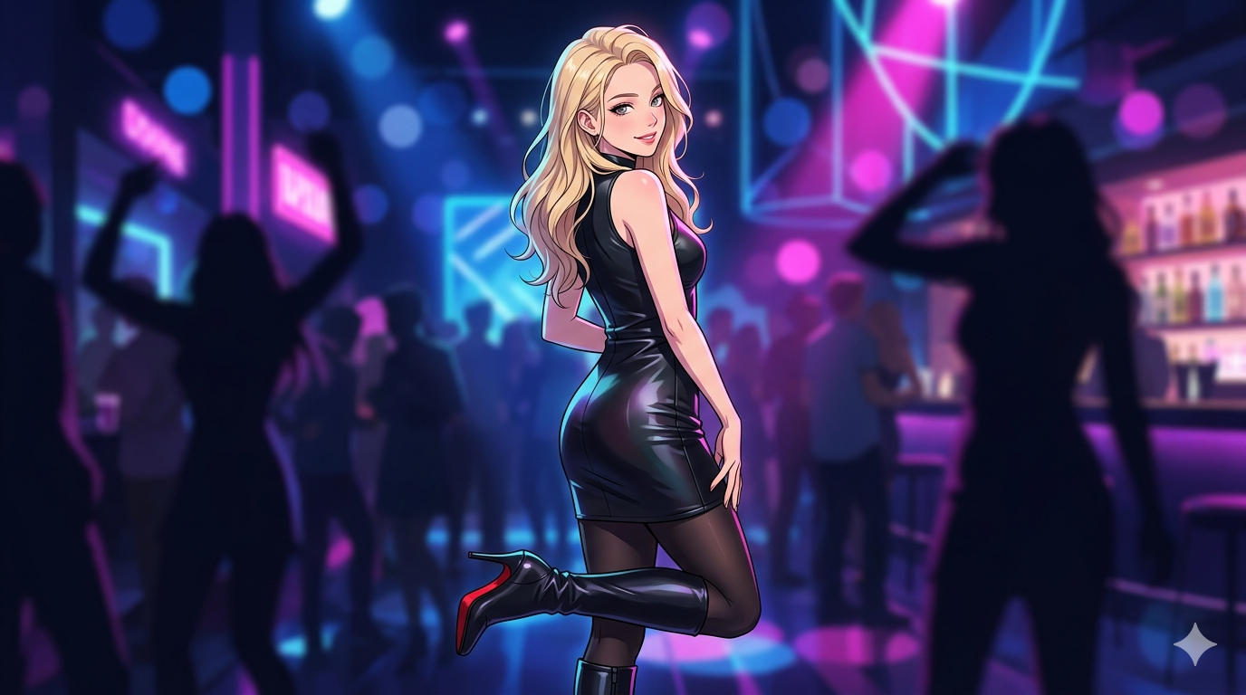 Cover art for Party girl, a romance scenario on AI Dungeon