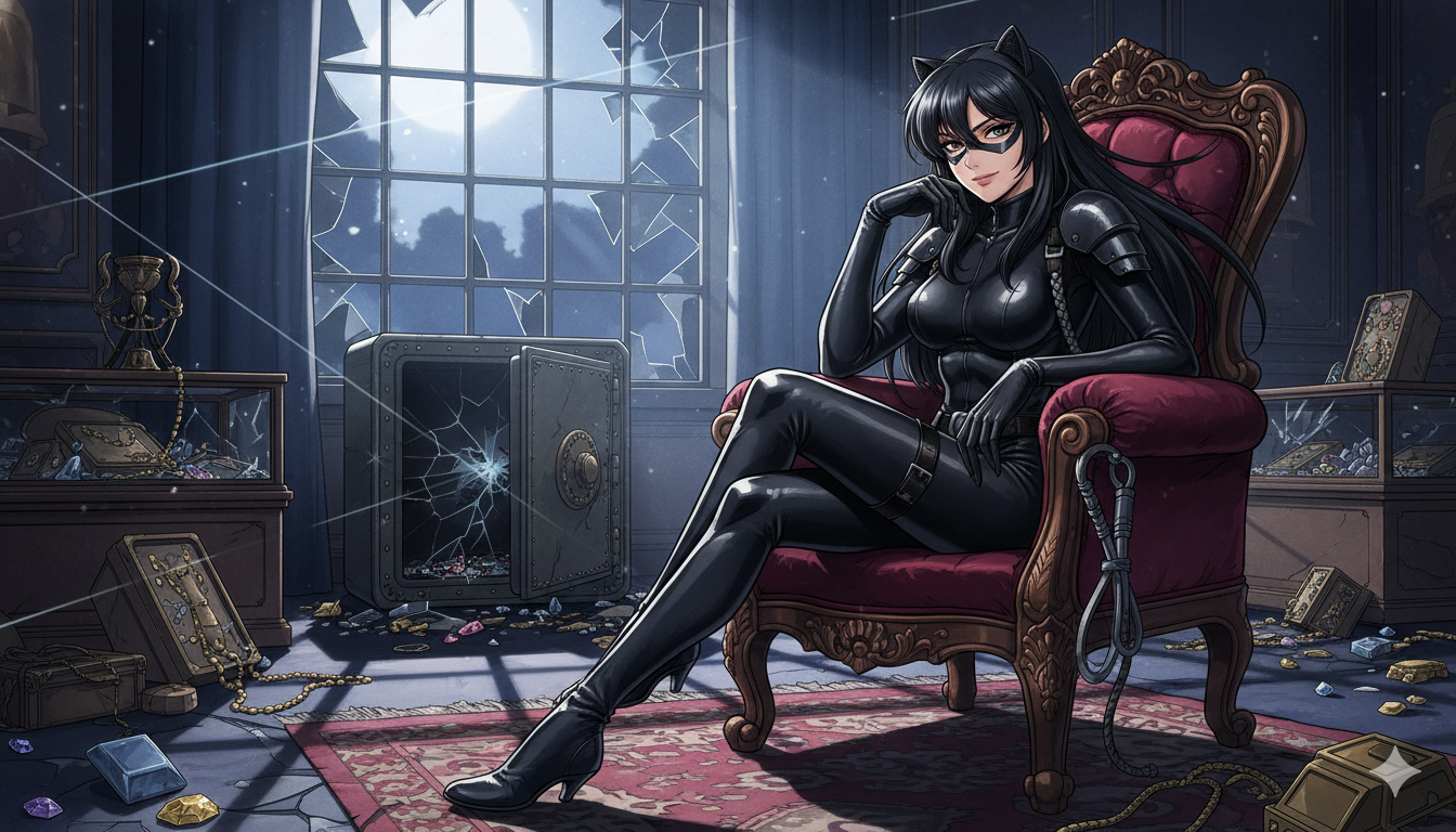 Cover art for Catburglar's troubles, a catburglar scenario on AI Dungeon