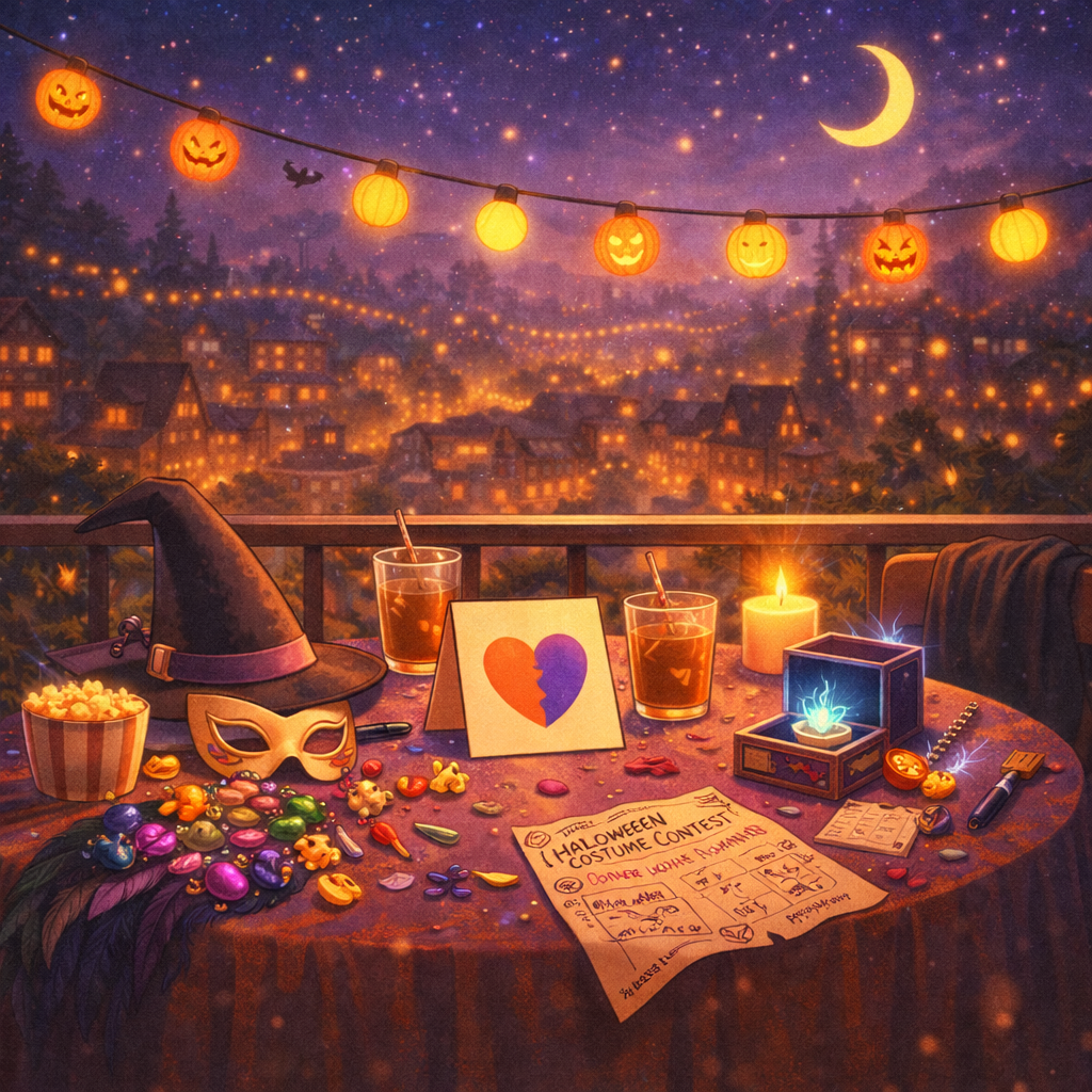 Cover art for Hexes & Heartstrings, a romance scenario on AI Dungeon