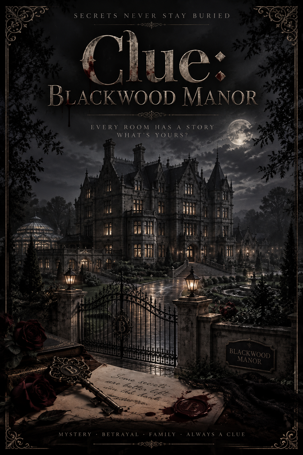 Cover art for Clue: Blackwood Manor, a mystery world on Voyage