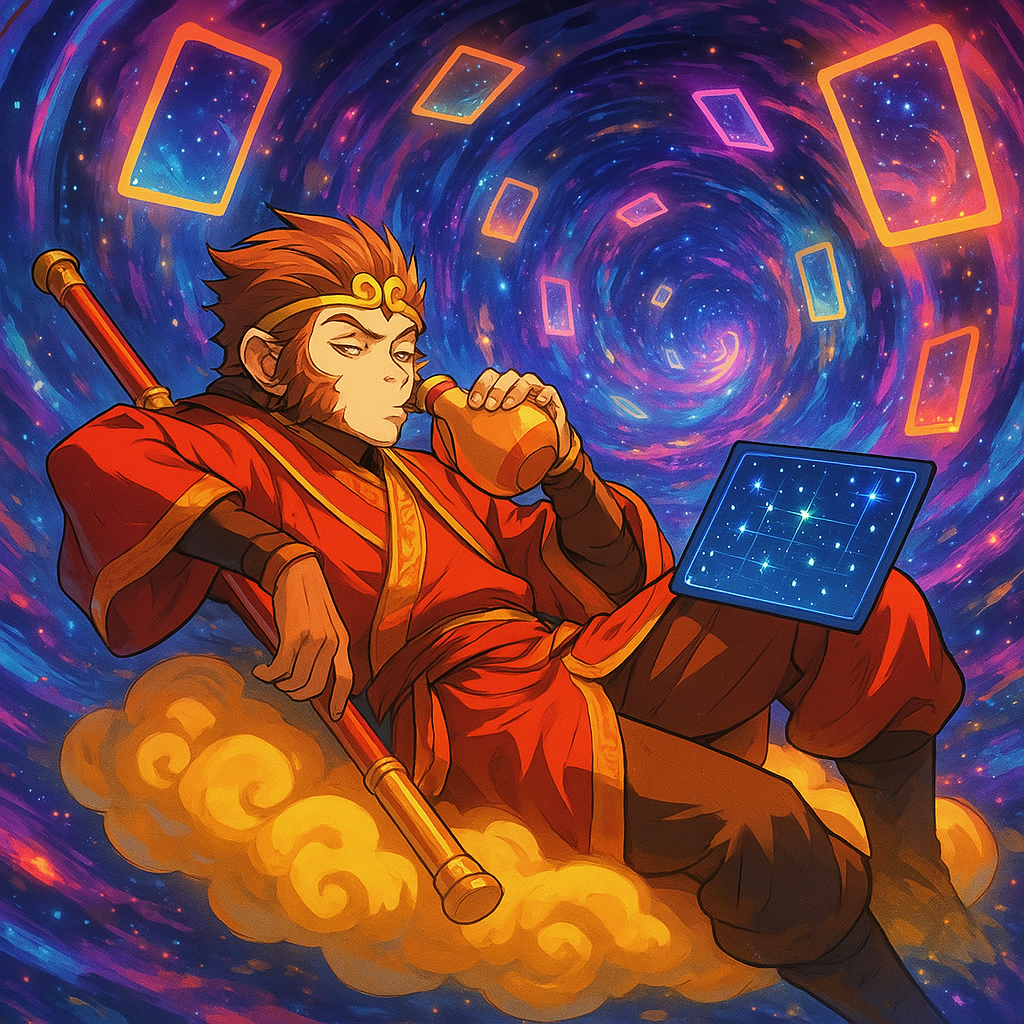 Cover art for A Staff, A Gourd, and a Bad Idea, an overpowered scenario on AI Dungeon