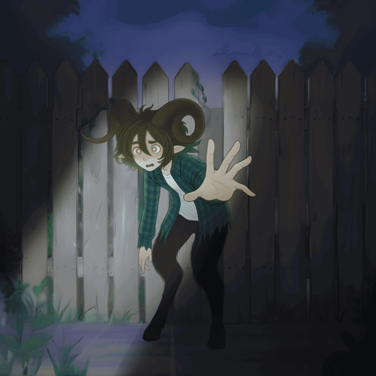 Cover art for The Goatman In My Backyard, a yaoi scenario on AI Dungeon