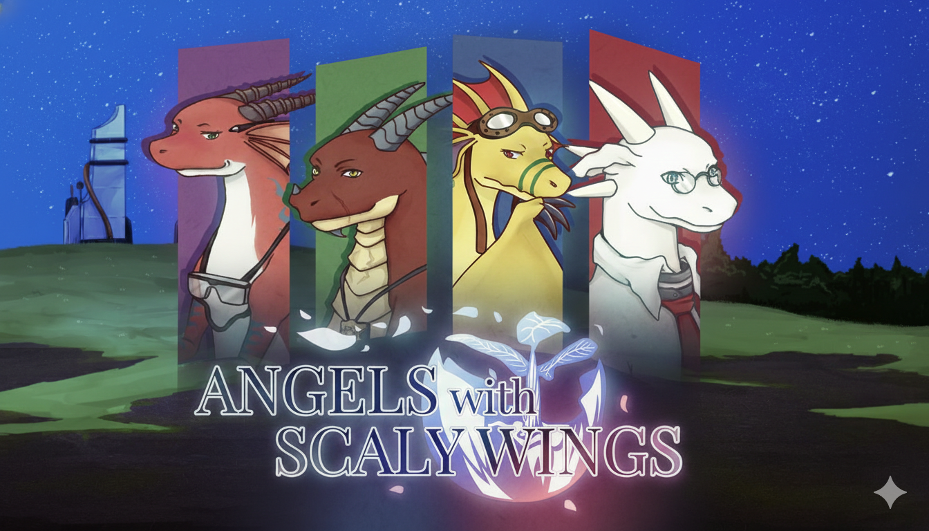 Cover art for IS+AC Angels with Scaly Wings, a dragons scenario on AI Dungeon