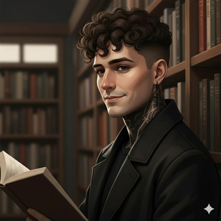 Cover art for A Not So Quiet Library, a romance scenario on AI Dungeon