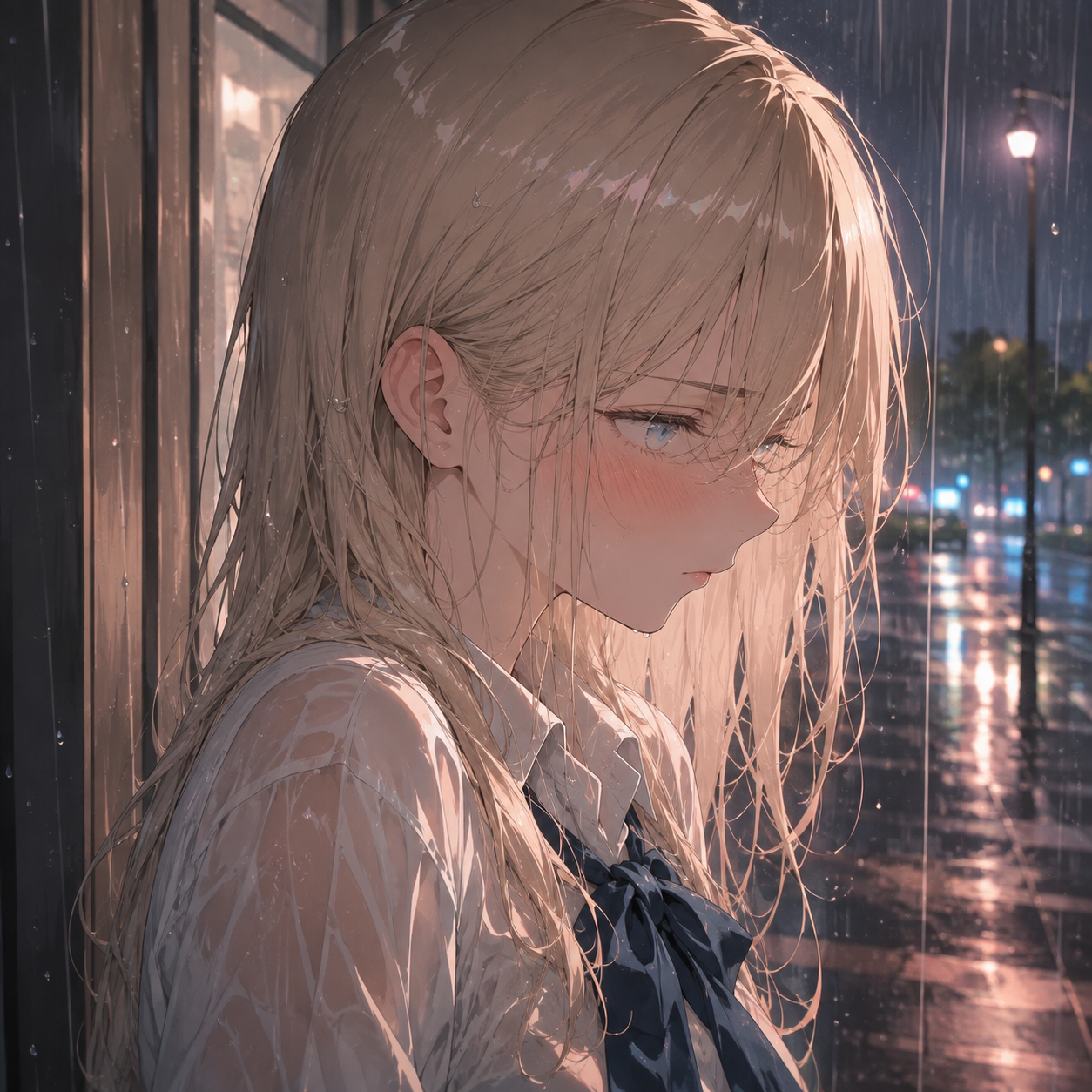 Cover art for The Girl In The Rain, a slice of life scenario on AI Dungeon