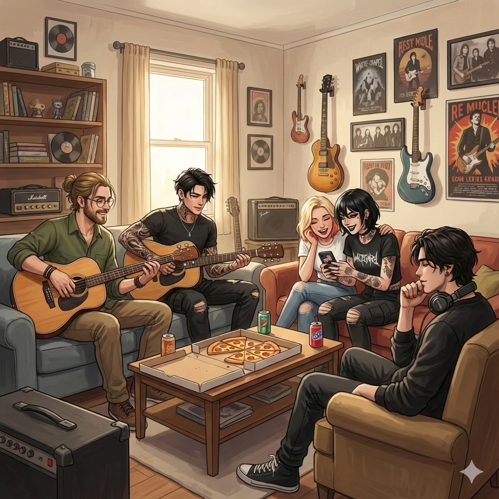 Cover art for ☆ My Bandmate Roommates ☆, a slice of life scenario on AI Dungeon