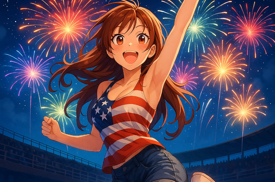 Cover art for Stars, Stripes, and Stolen Glances, a 4th of july scenario on AI Dungeon