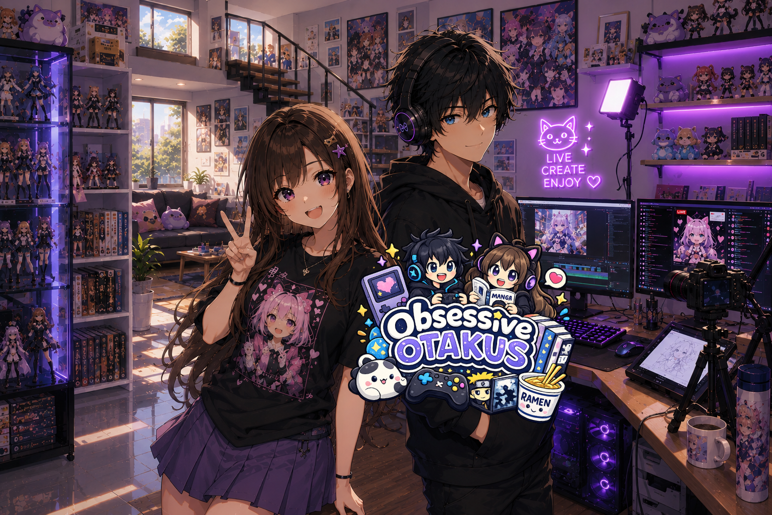 Cover art for Obsessive Otakus 🎮, a slice of life scenario on AI Dungeon
