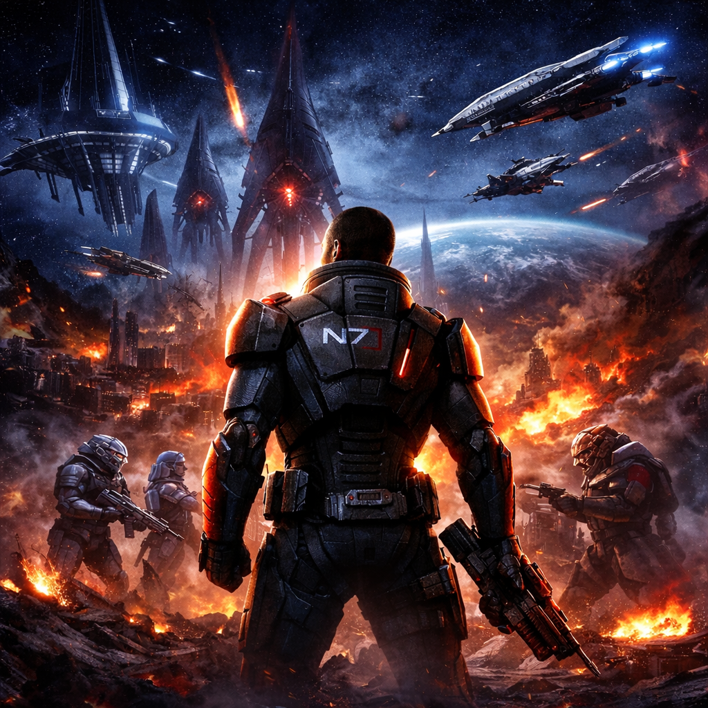 Cover art for Mass Effect 3: Reapers are Coming, a me 3 scenario on AI Dungeon