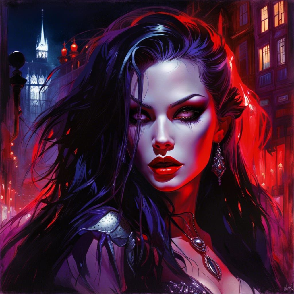 Cover art for The Hunter and the vampire v1.0, a vampire scenario on AI Dungeon