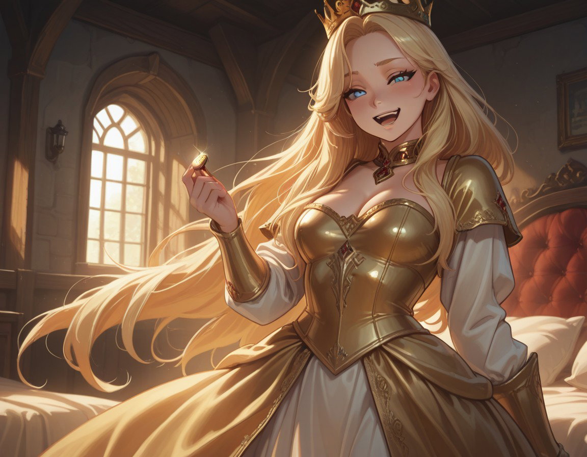 Cover art for Tarot Stories, Queen of Coins, a tarot scenario on AI Dungeon