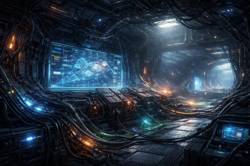Cover art for Signal//Cascade: Emergent Starship Systems science fit, a sci fi scenario on AI Dungeon