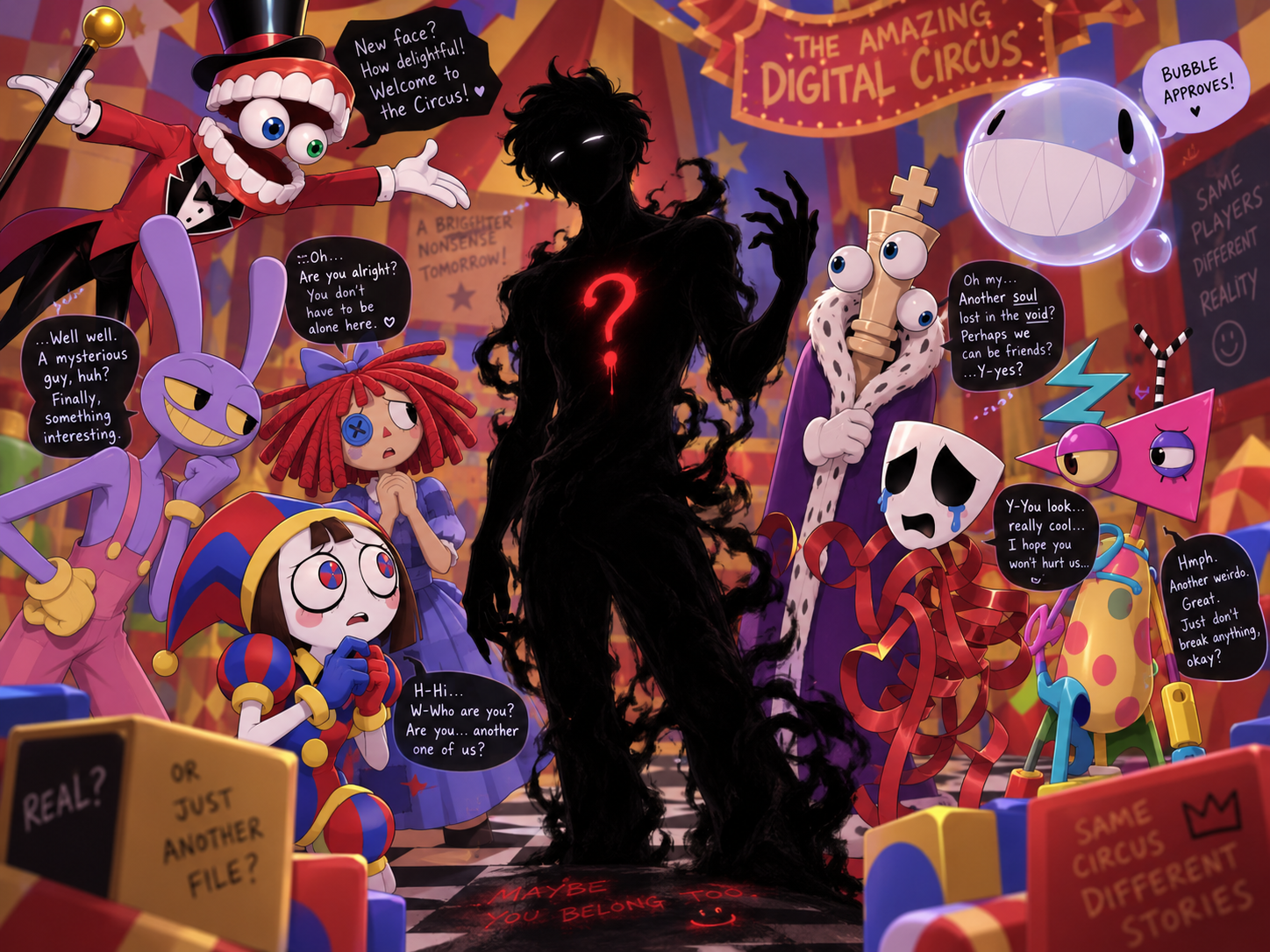 Cover art for The Amazing Digital Circus, a surreal world on Voyage