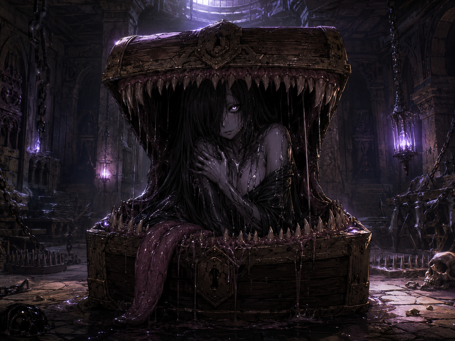 Cover art for Adopted by a Mimic, an inner self scenario on AI Dungeon