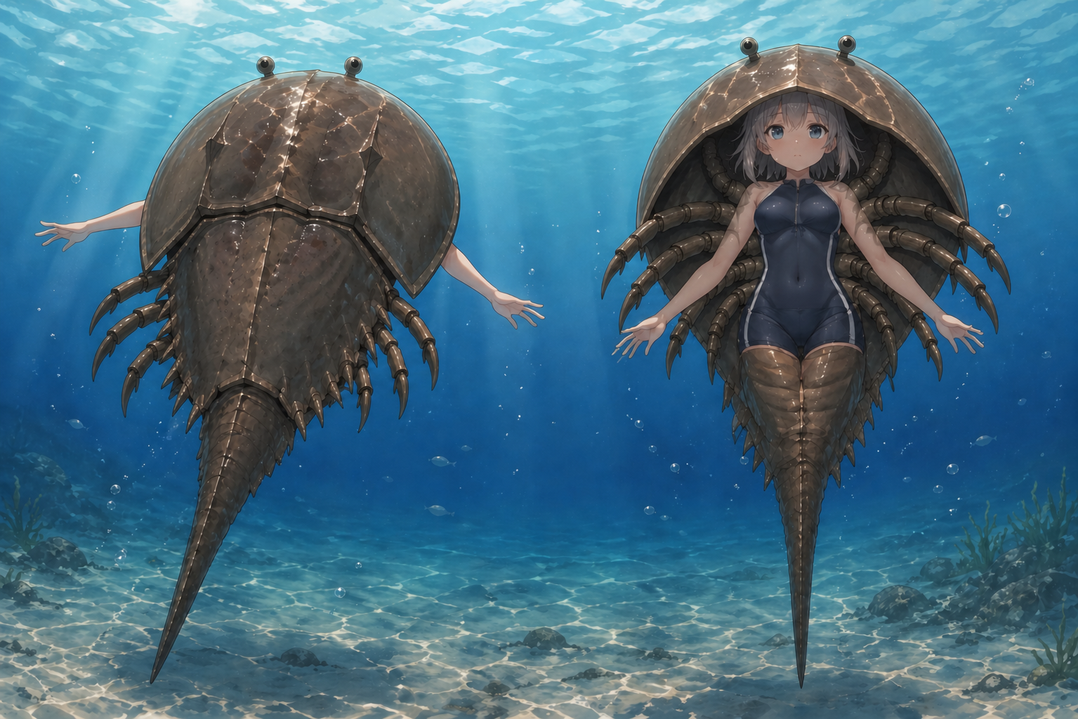 Cover art for Life in the Aquarium and with a shy horseshoe crab, an inner self scenario on AI Dungeon
