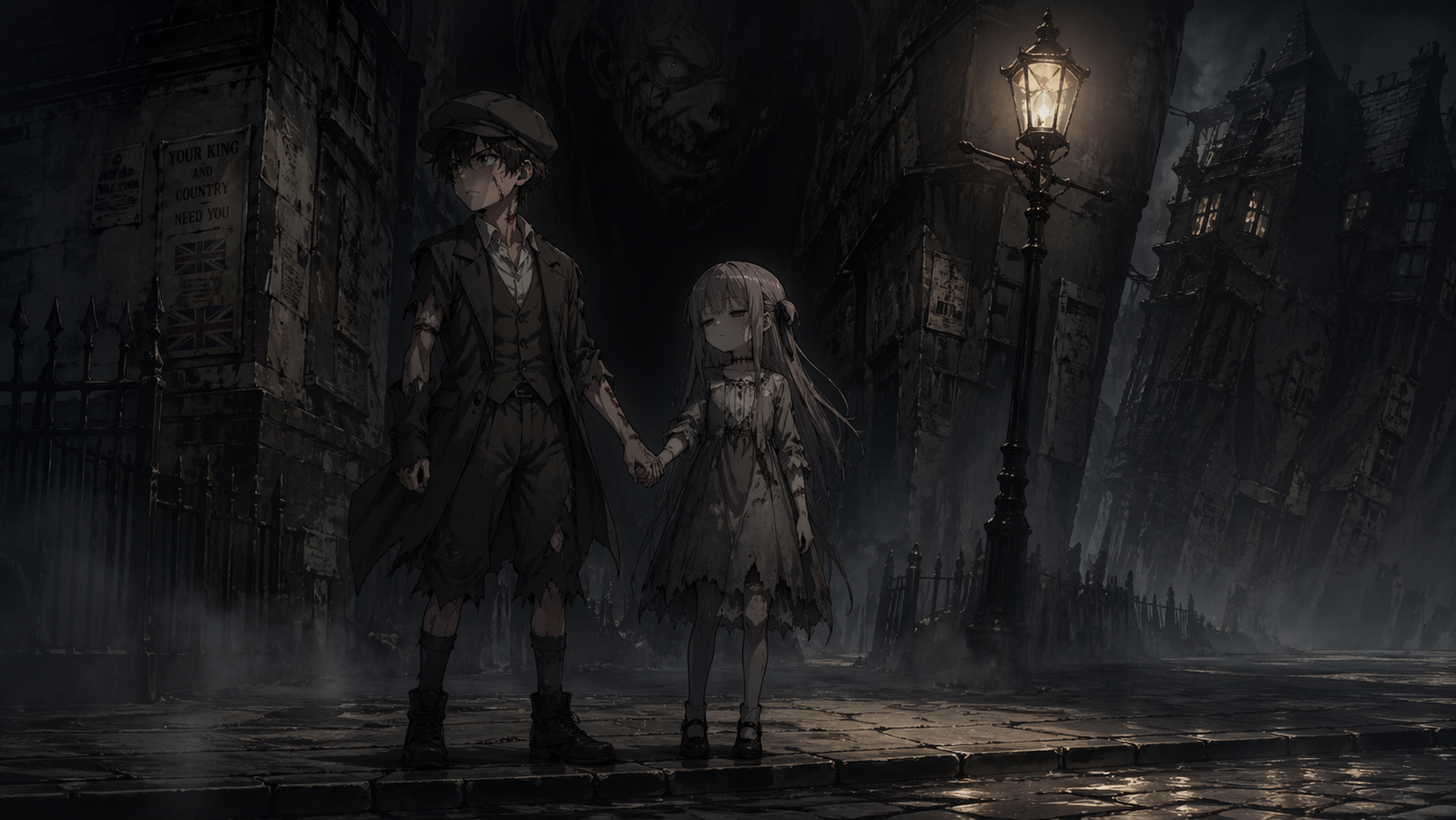 Cover art for an unkillable brother and a dead sister, a world war one scenario on AI Dungeon