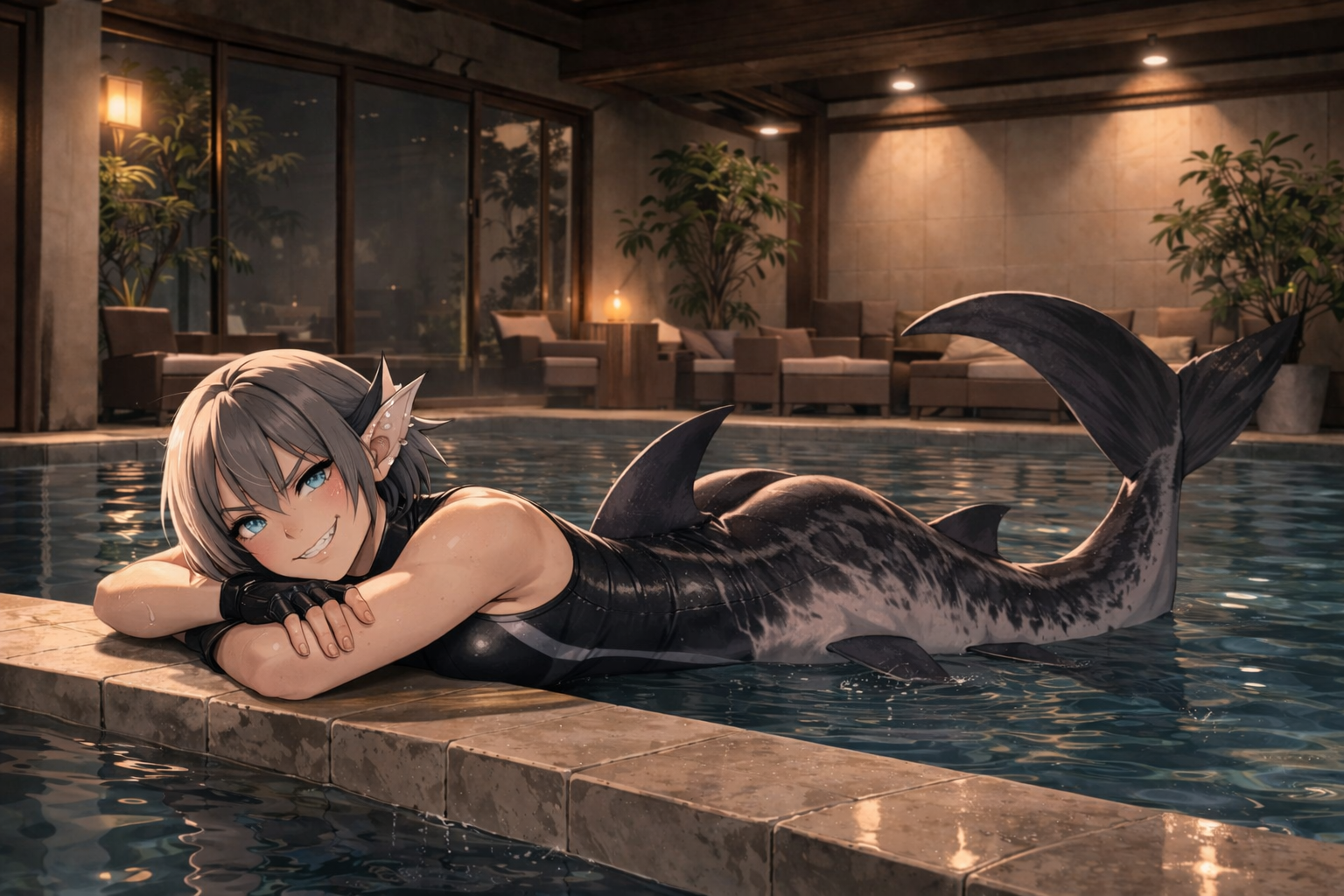 Cover art for The Aquarium and a sharp fanged shark, an inner self scenario on AI Dungeon