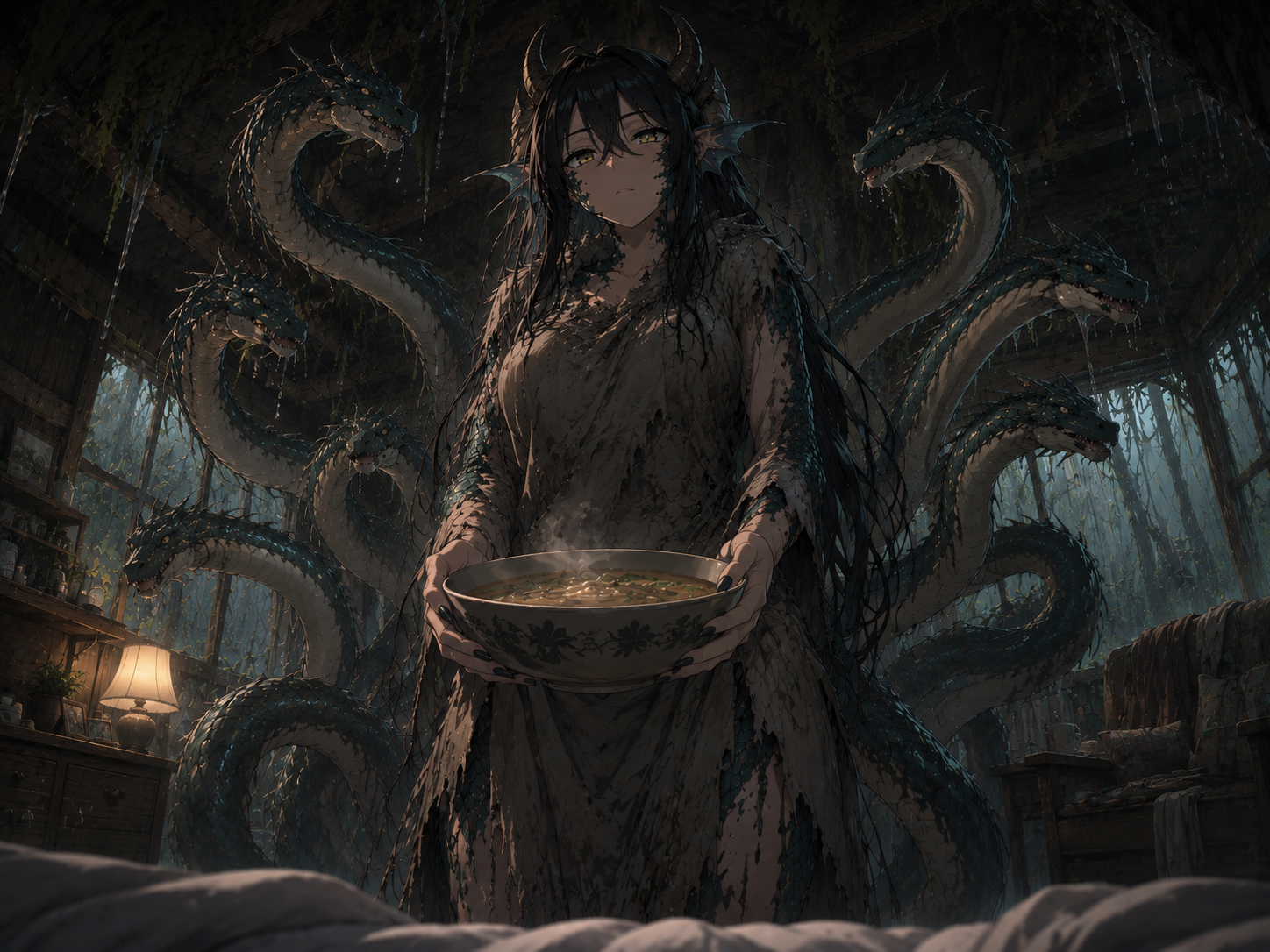 Cover art for Adopted by a hydra?, an inner self scenario on AI Dungeon