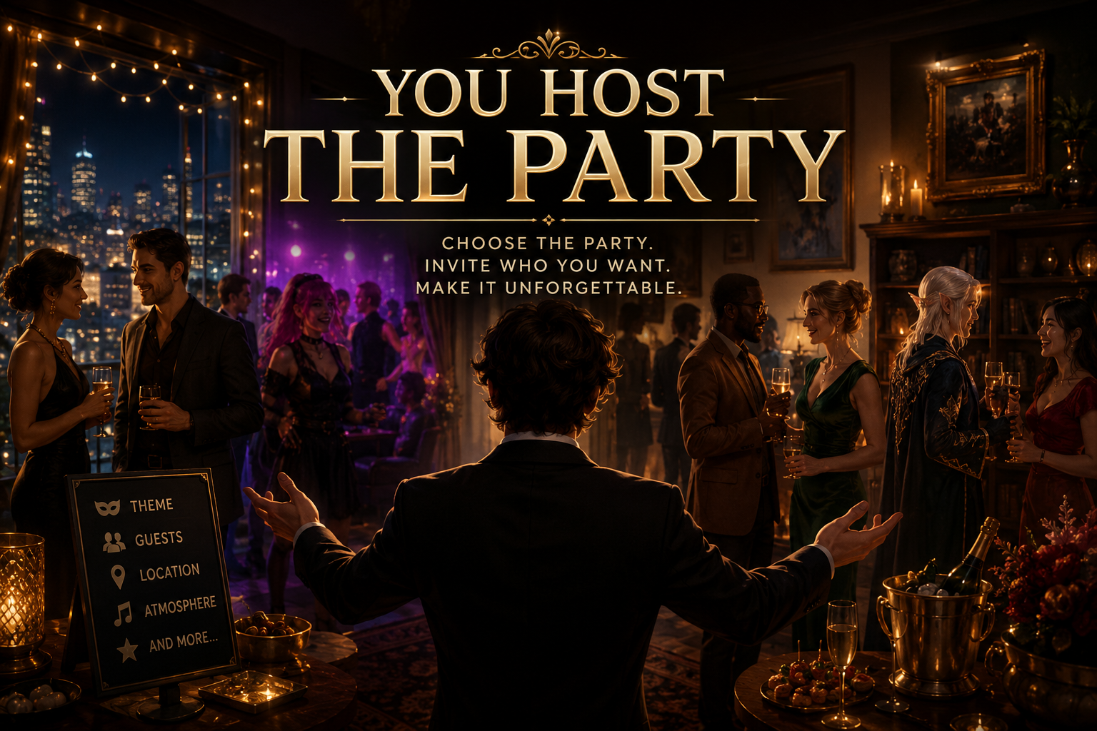 Cover art for (🎉) You Host The Party, a party scenario on AI Dungeon