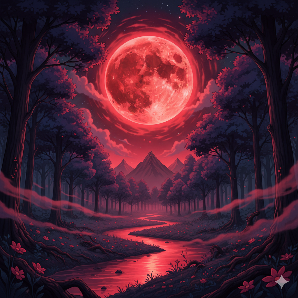 Cover art for Under the Blood Moon, a fantasy scenario on AI Dungeon