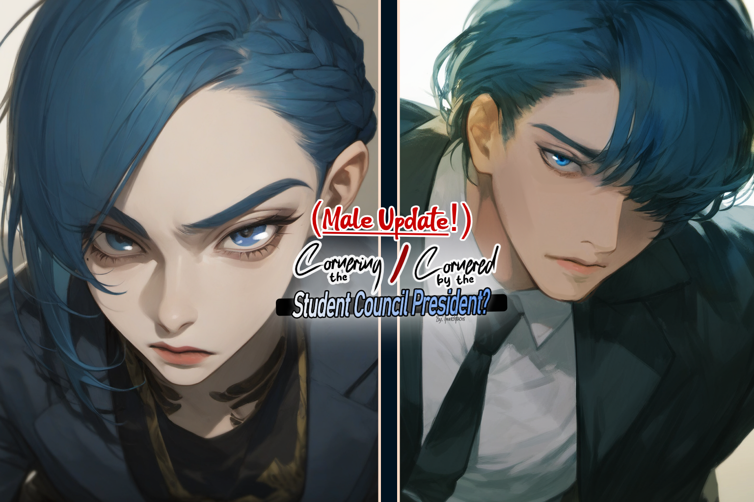 Cover art for (Male Update) Cornered by the Student Council President, a tsundere scenario on AI Dungeon