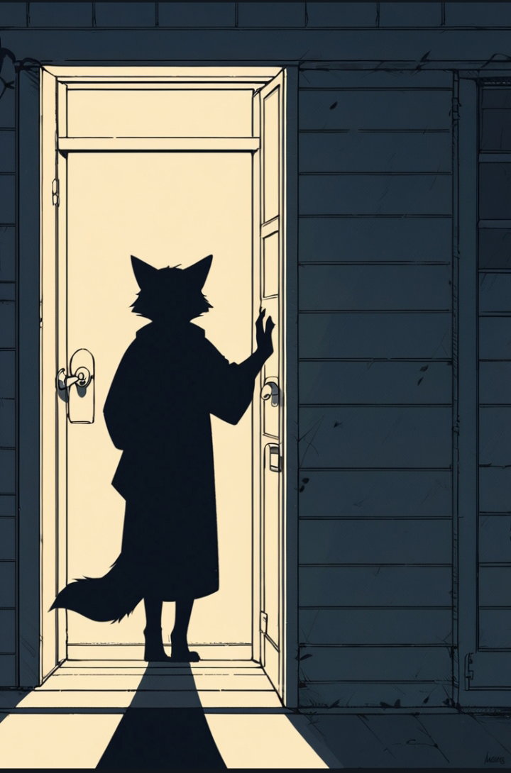 Cover art for A Knock in the Night, a furry scenario on AI Dungeon