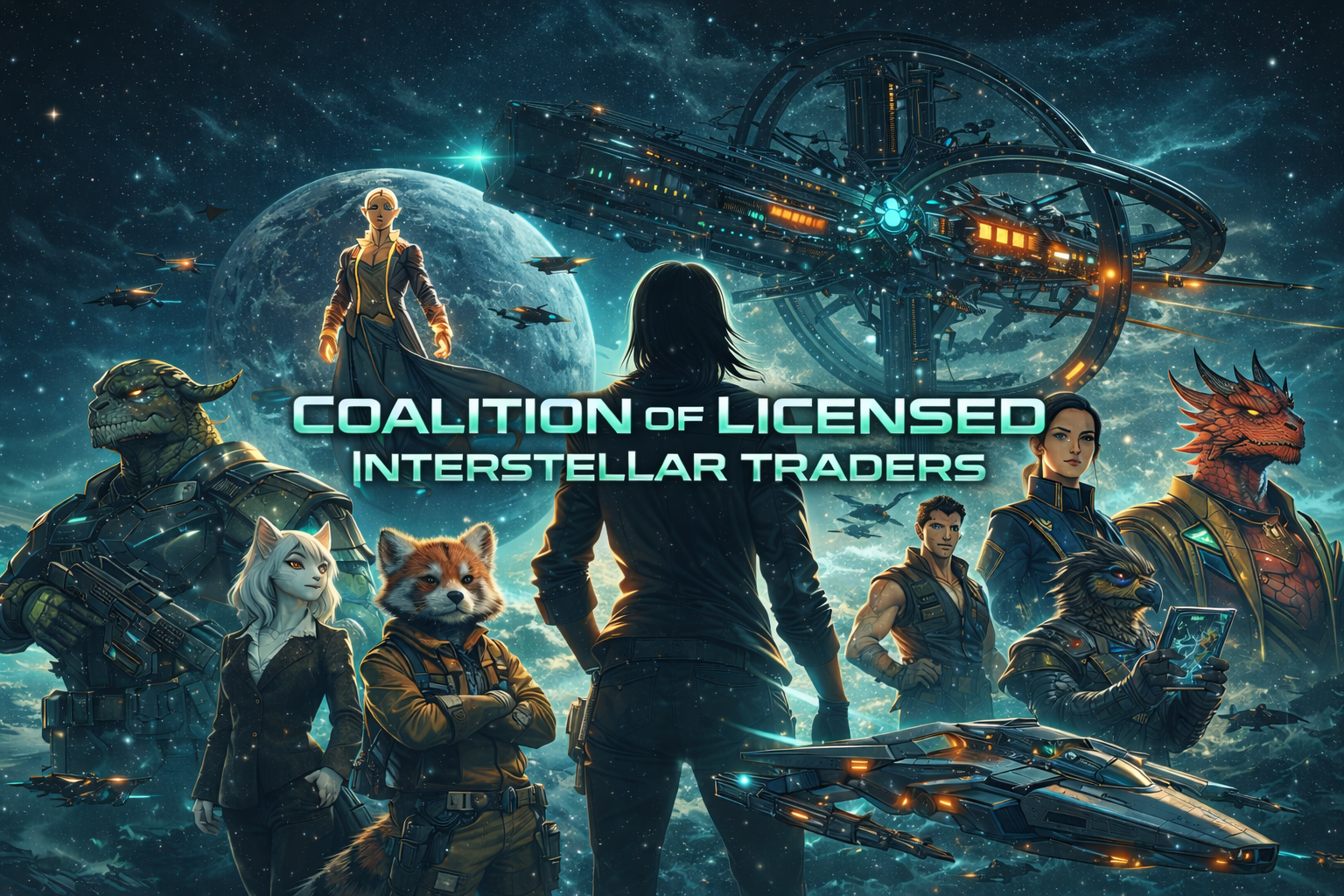 Cover art for Coalition of Licensed Interstellar Traders, a space scenario on AI Dungeon
