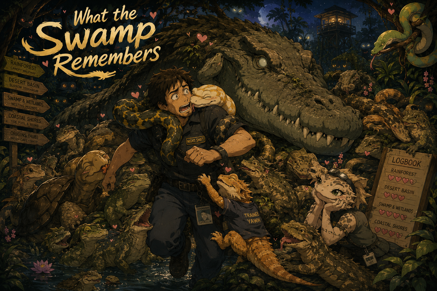 Cover art for What the Swamp Remembers, a mystery scenario on AI Dungeon
