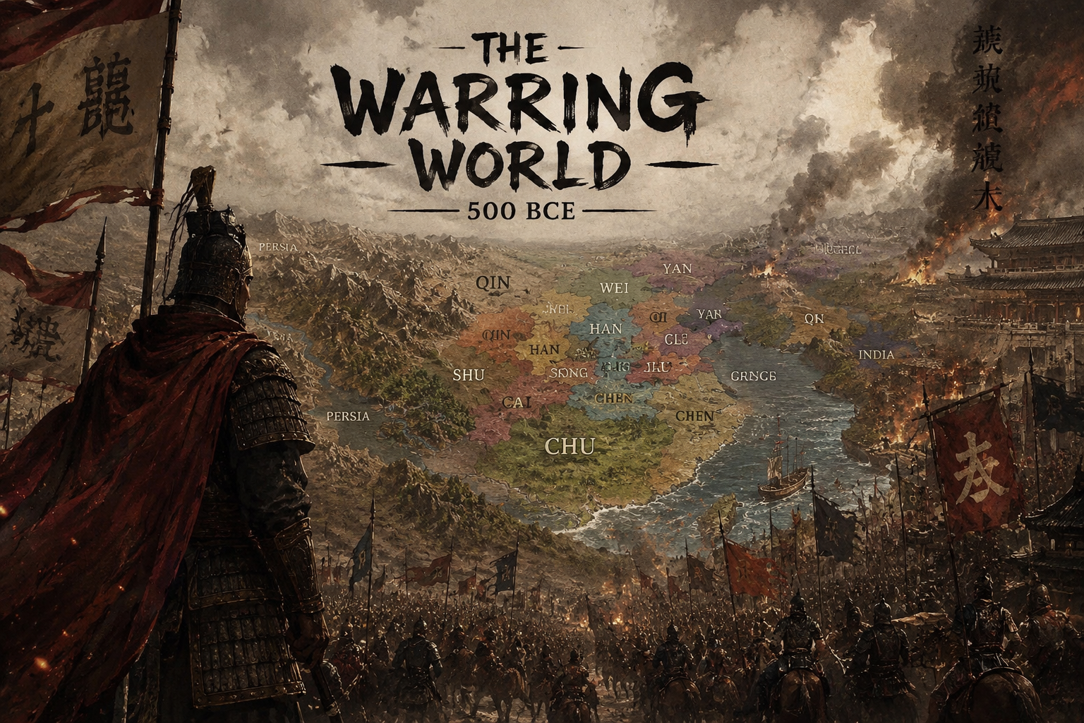 Cover art for 🏯 THE WARRING WORLD — 500 BCE, a historical scenario on AI Dungeon