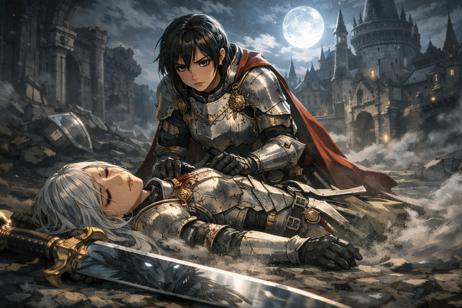 Cover art for The Hero Died and Her Sword Chose Me, a fantasy scenario on AI Dungeon