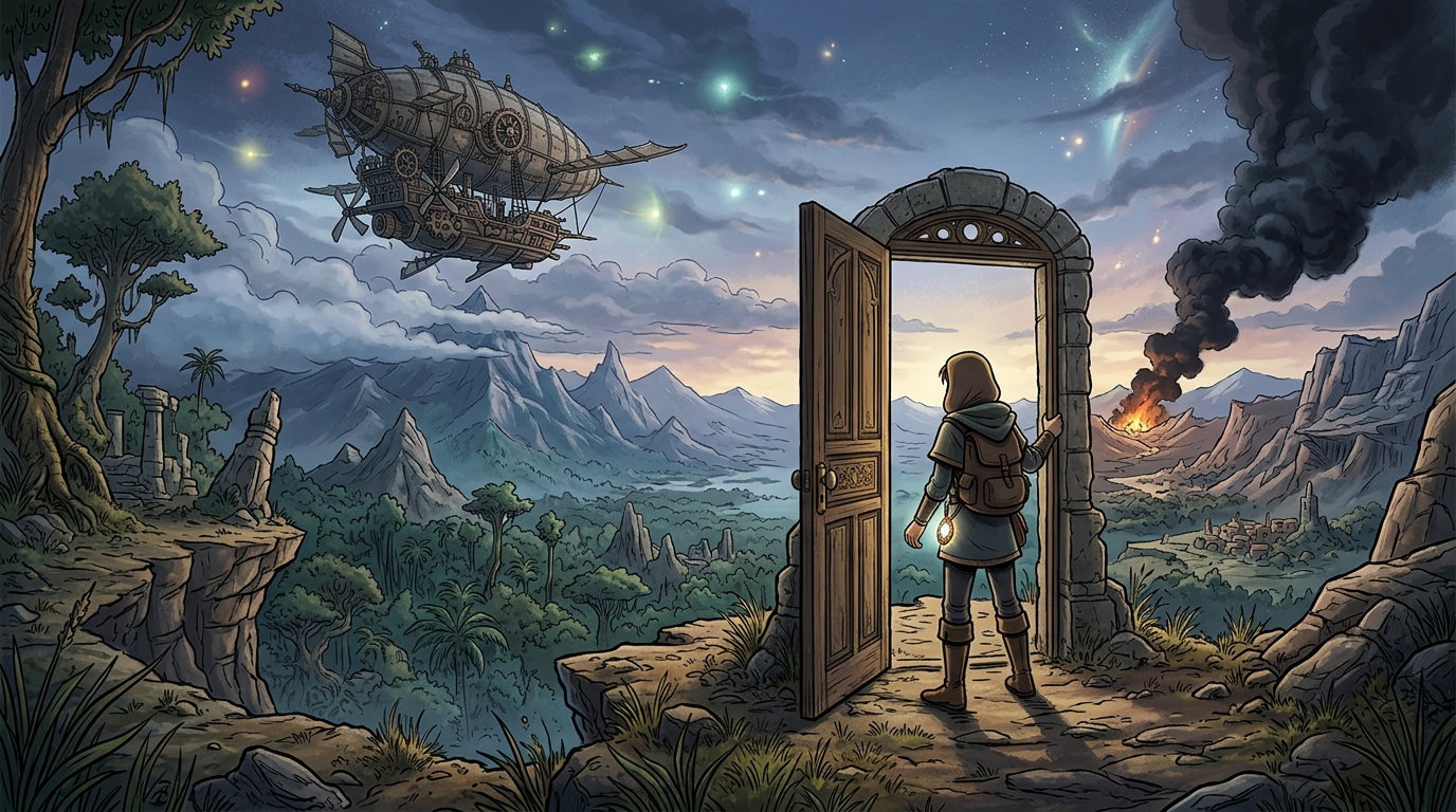Cover art for Amulet: Beyond the Door, an inner self scenario on AI Dungeon