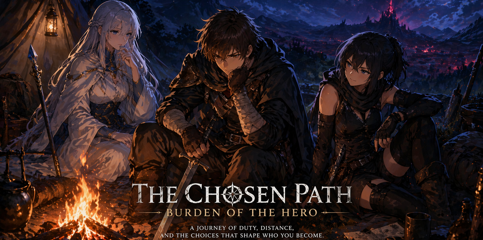 Cover art for đźŽThe Chosen Path: Burden of the Hero, an emotional scenario on AI Dungeon