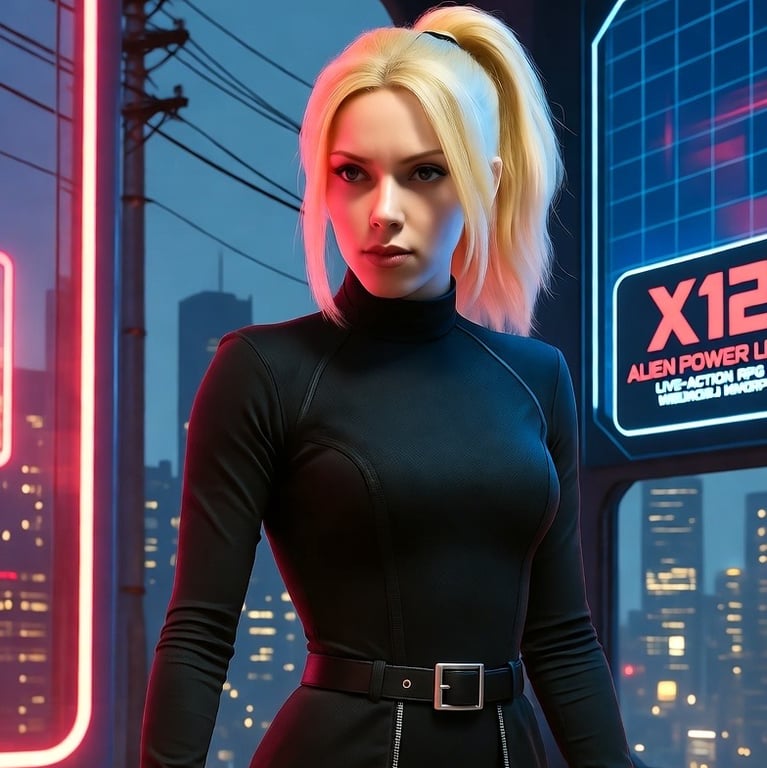 Cover art for X12 Alien-Power Line: Neon-Shadows, a x 12 alien power line adventure on AI Dungeon